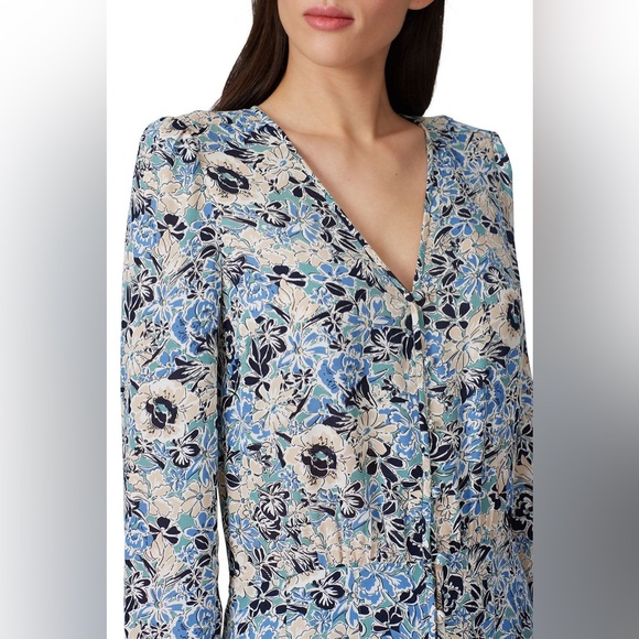 Veronica Beard Riggins Silk Floral Mini Dress Long Sleeve Size 4 - Picture 10 of 12